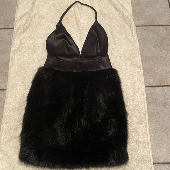 Hera Collection Dresses & Skirts - Hera Collection Satin and Faux Fur dress